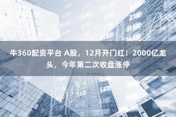 牛360配资平台 A股，12月开门红！2000亿龙头，今年第二次收盘涨停
